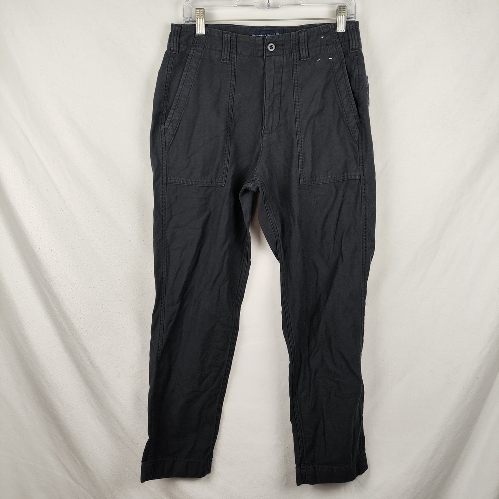 Abercrombie & Fitch Pants Mens 28x28 Black Loose Fit Canvas Chino Tapered Leg